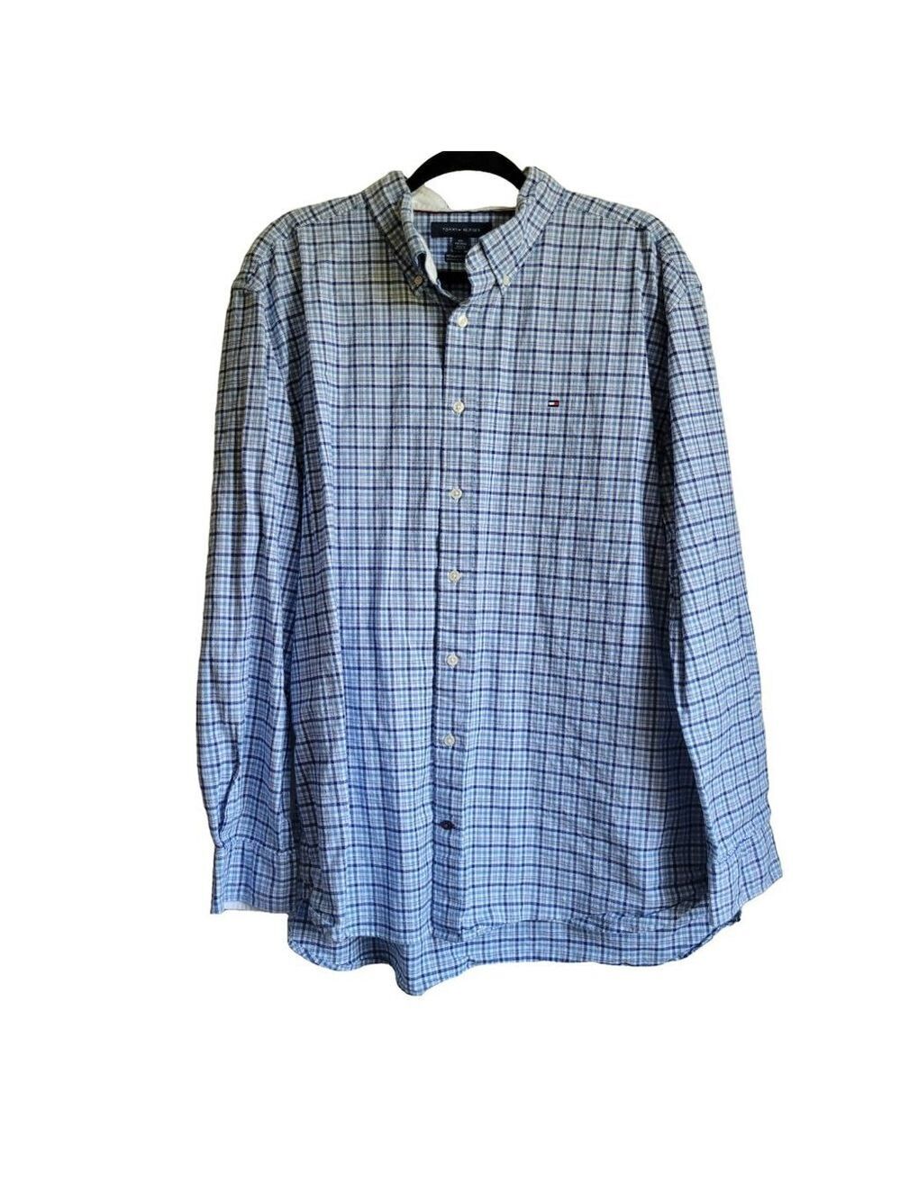 Men's Tommy Hilfiger Button Down Shirt XXL Blue Plaid